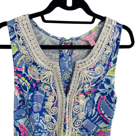 NWT Lilly Pulitzer Carlotta Stretch Shift Dress Blue Peri Pinch Pinch Print 10 - Picture 5 of 8